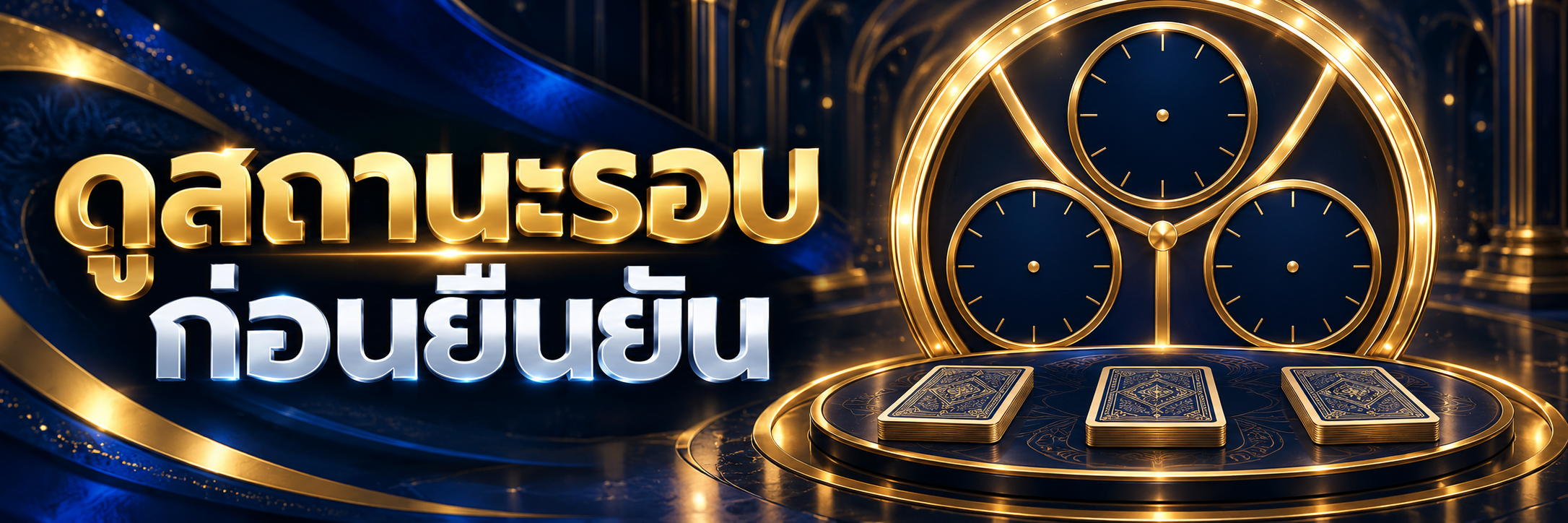 วงโค้งสามช่วงกับนาฬิกาเปล่าและไพ่คว่ำ
